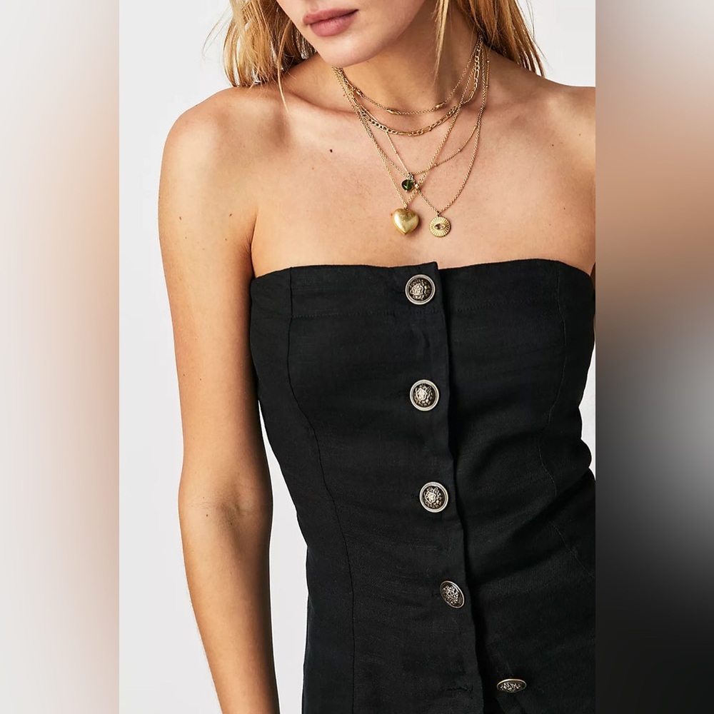 Free People Between Us Tube Top Black Small NWT ✨ Strapless Corset Top